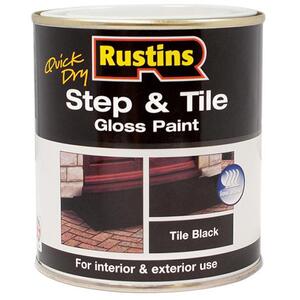 Rustins Quick Dry Step & Tile Paint Black 1 Litre - Gloss Finish - STBLW1000