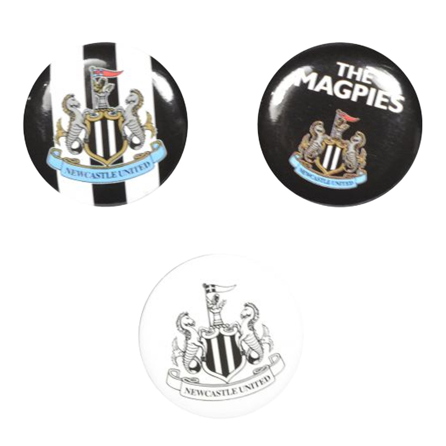 Newcastle United Fc Childrens/Kids Enamel Badge Set - Black/White