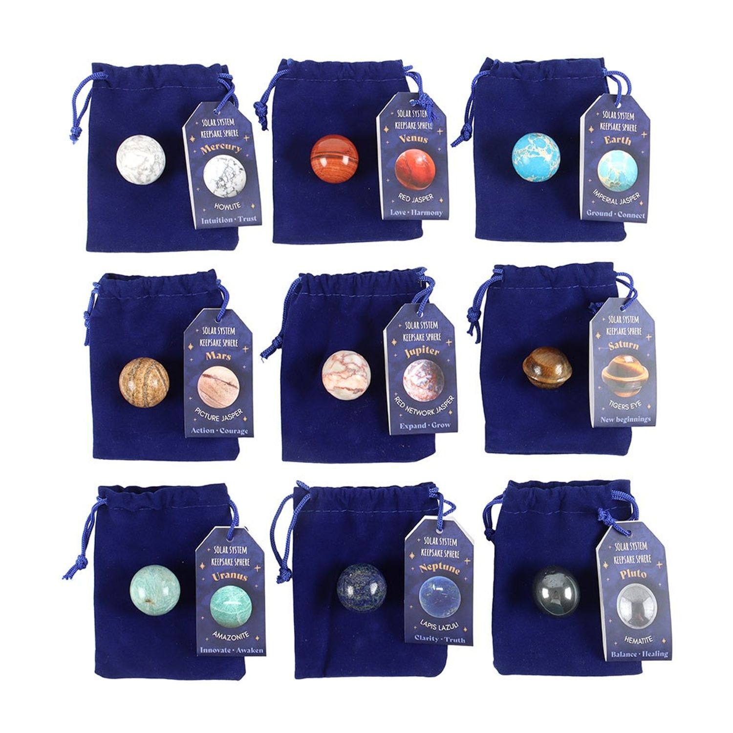 Something Different Gemstone Solar System Decorative Crystal Set (Pack Of 18) - Multicoloured