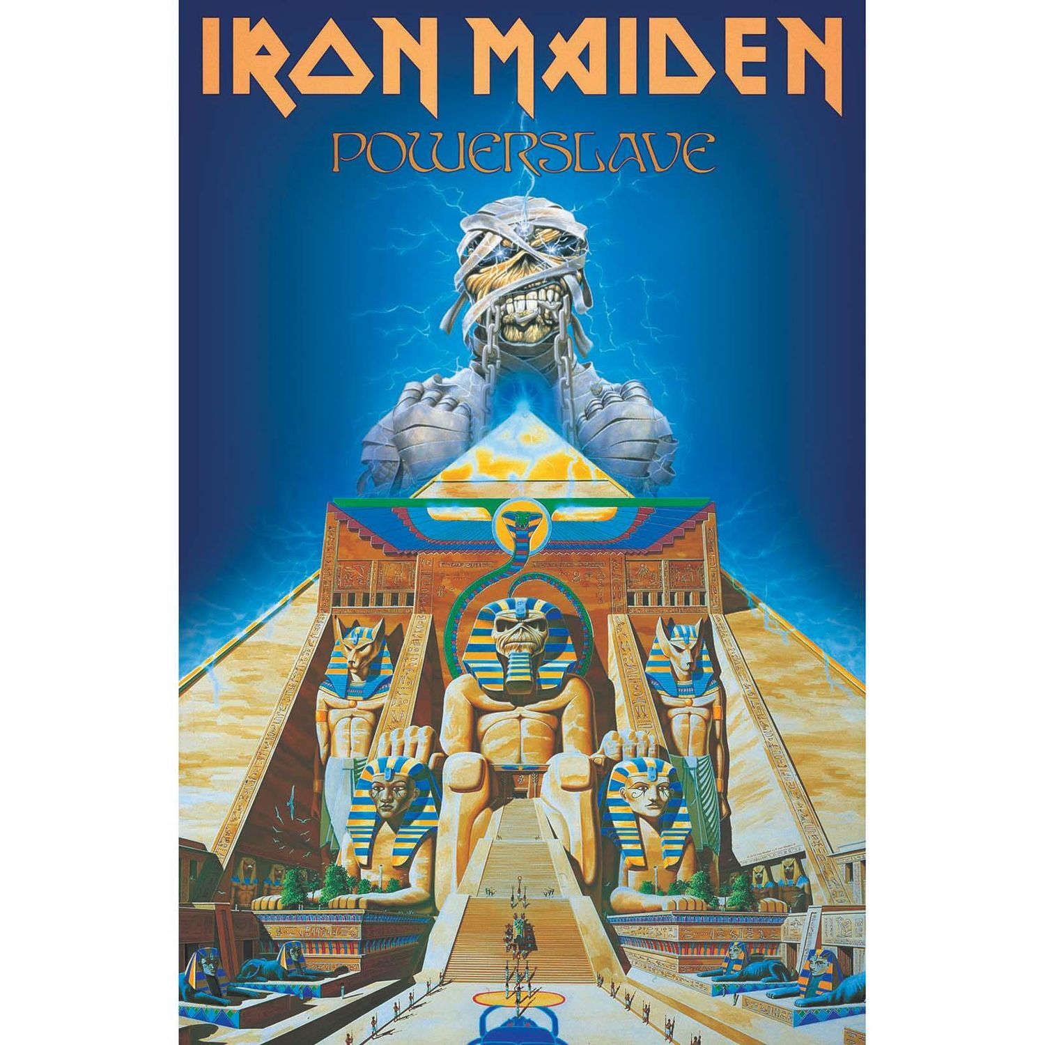 Iron Maiden Powerslave Textile Poster - Blue/Yellow