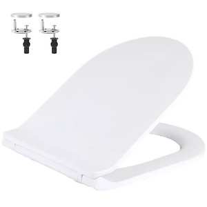 D Shaped Soft Close White Toilet Seat 47cmX36cm