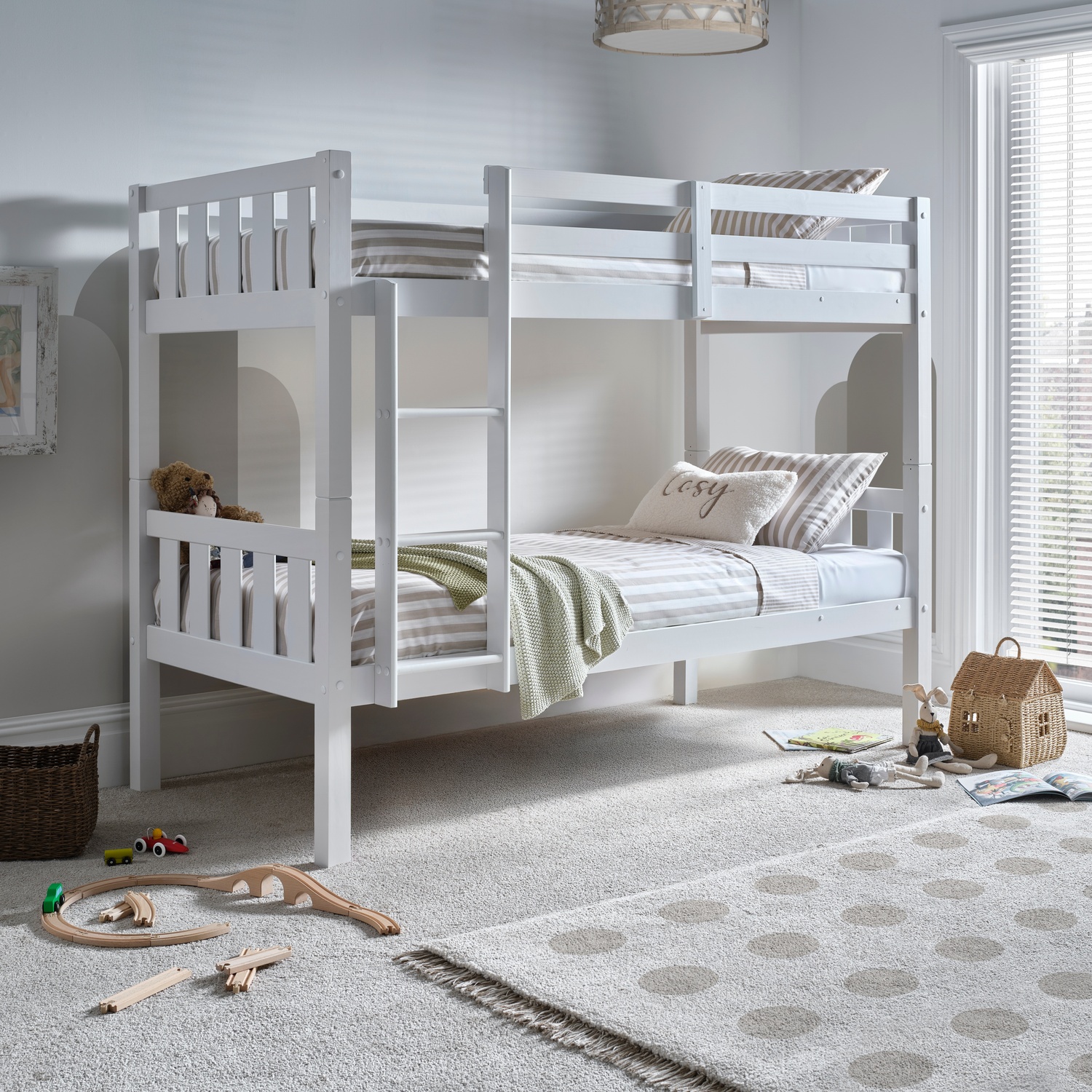 Bedmaster Icon White Wooden Bunk Bed With Spring Mattresses - White