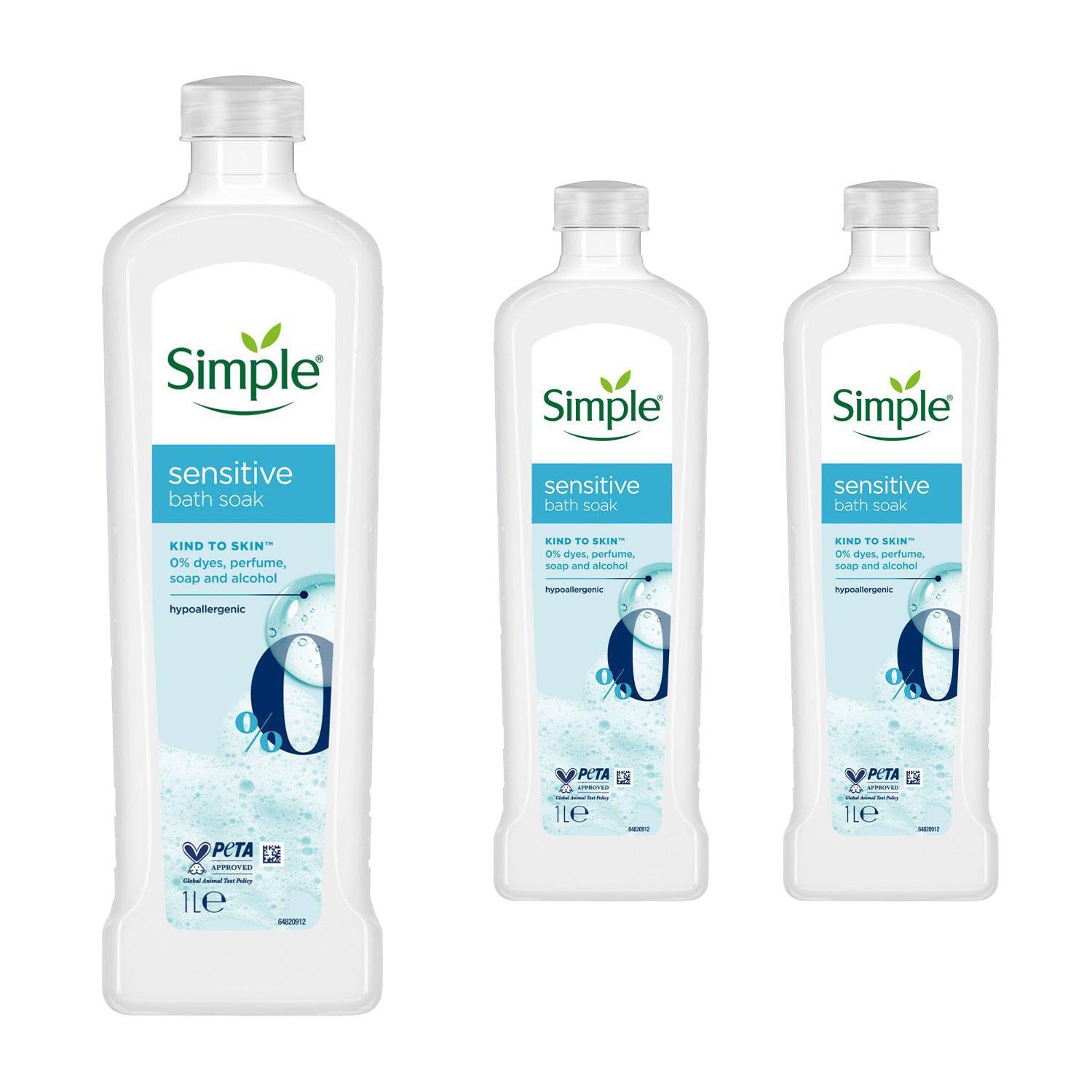 Simple 3X Kind To Skin Sensitive Bath Soak Hypoallergenic For All Skin Types, 1L - Image 4