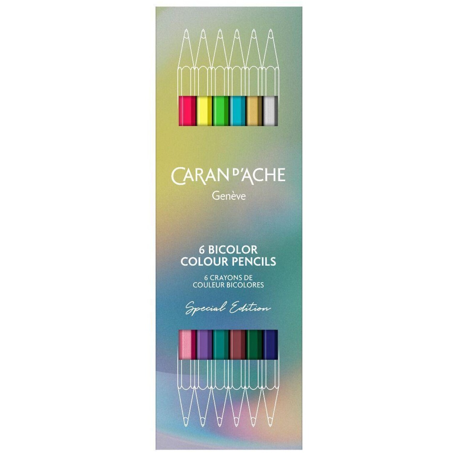 Caran D'ache 6 Bicolor (12) Colour Pencils Special Edition - Claim Your Style Set - Assorted Colours