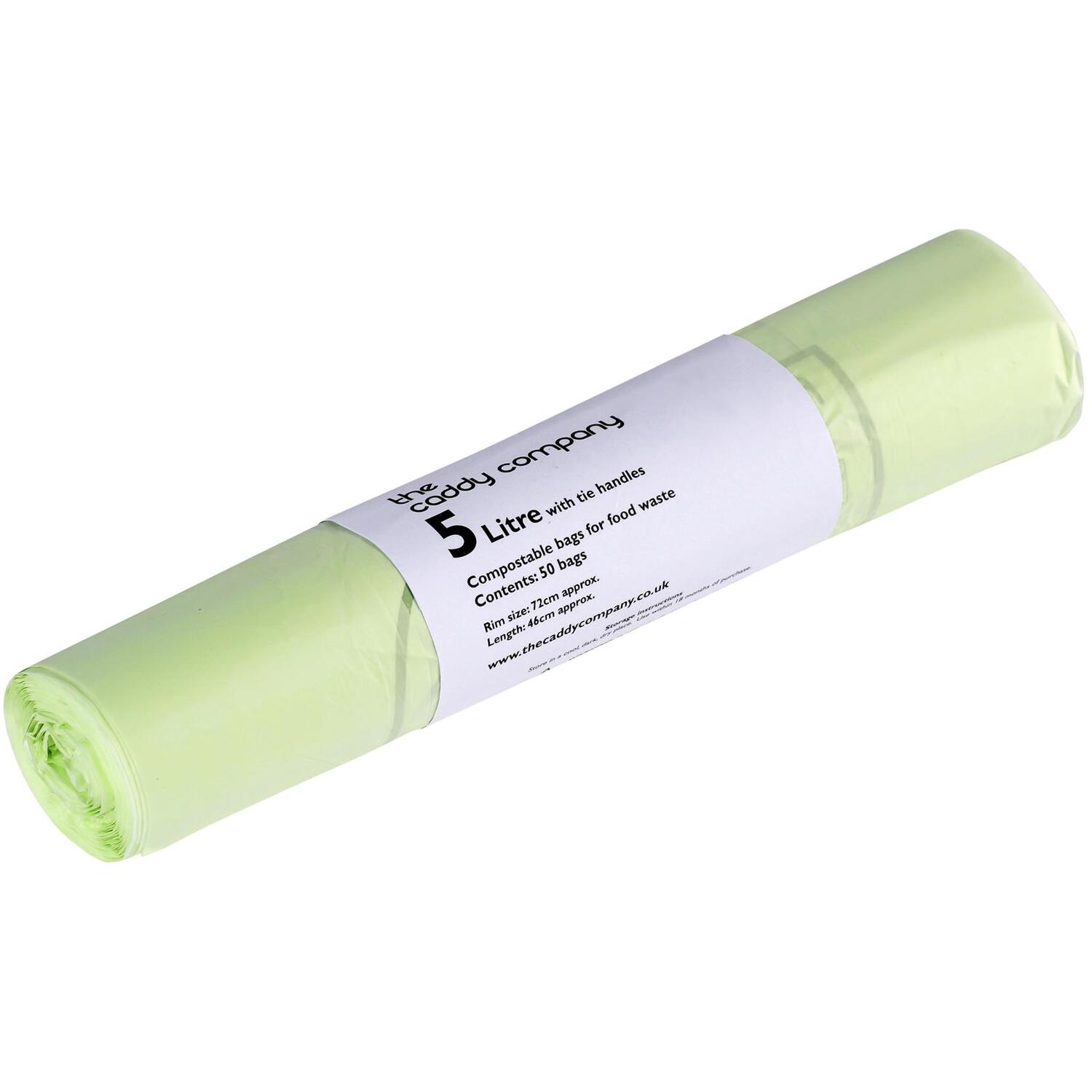 The Caddy Company 5L Tie-Handle Compostable Bags - Green - 25 Bags per Roll - Image 5