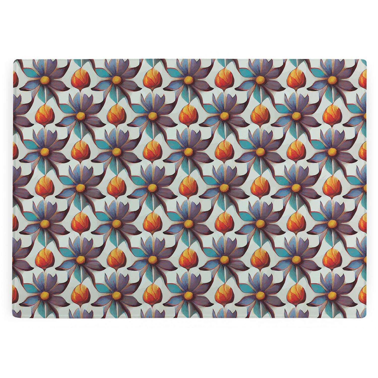 Image of Purple Floral Tile Large Smooth Glass&hellip;