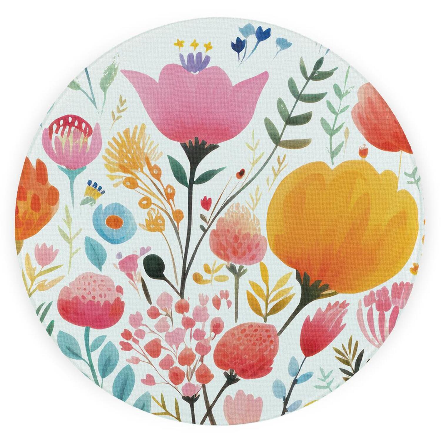 Image of Bright Floral Textured Glass Round Trivet&hellip;