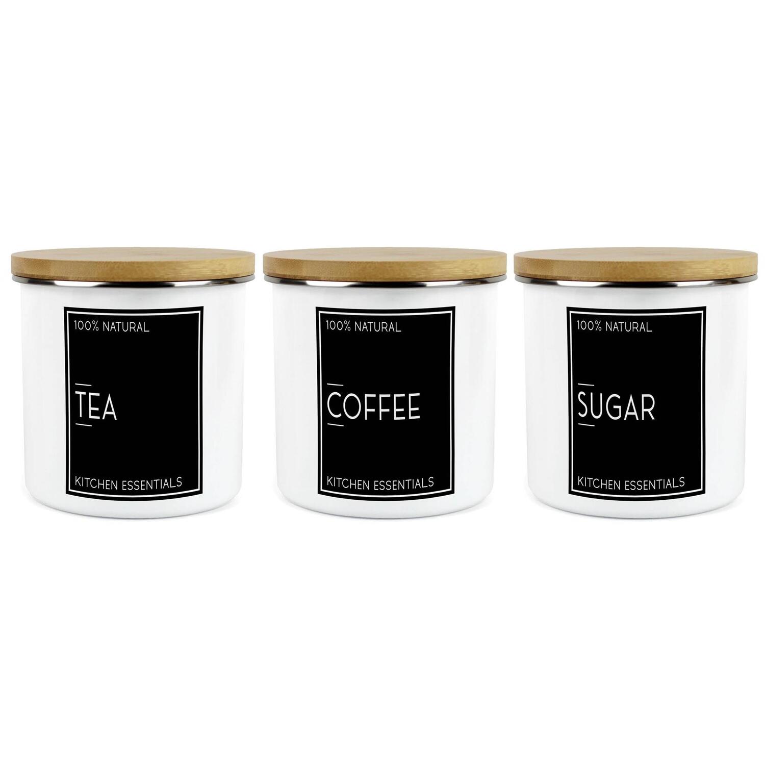 Inverted Minimalist Tea, Coffee & Sugar 1.2L Canister Set - Modern Kitchen Gifts - Image 3