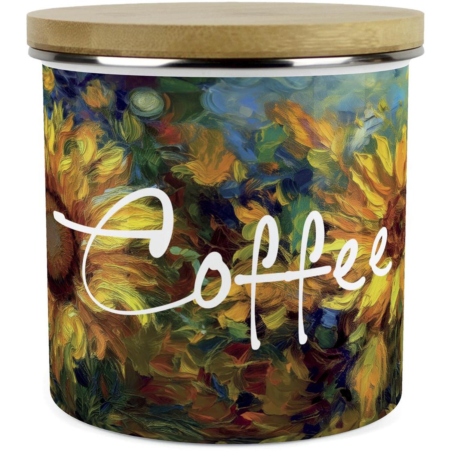Purely Home Sunflower Impressionism Large Kitchen Storage Canister - White