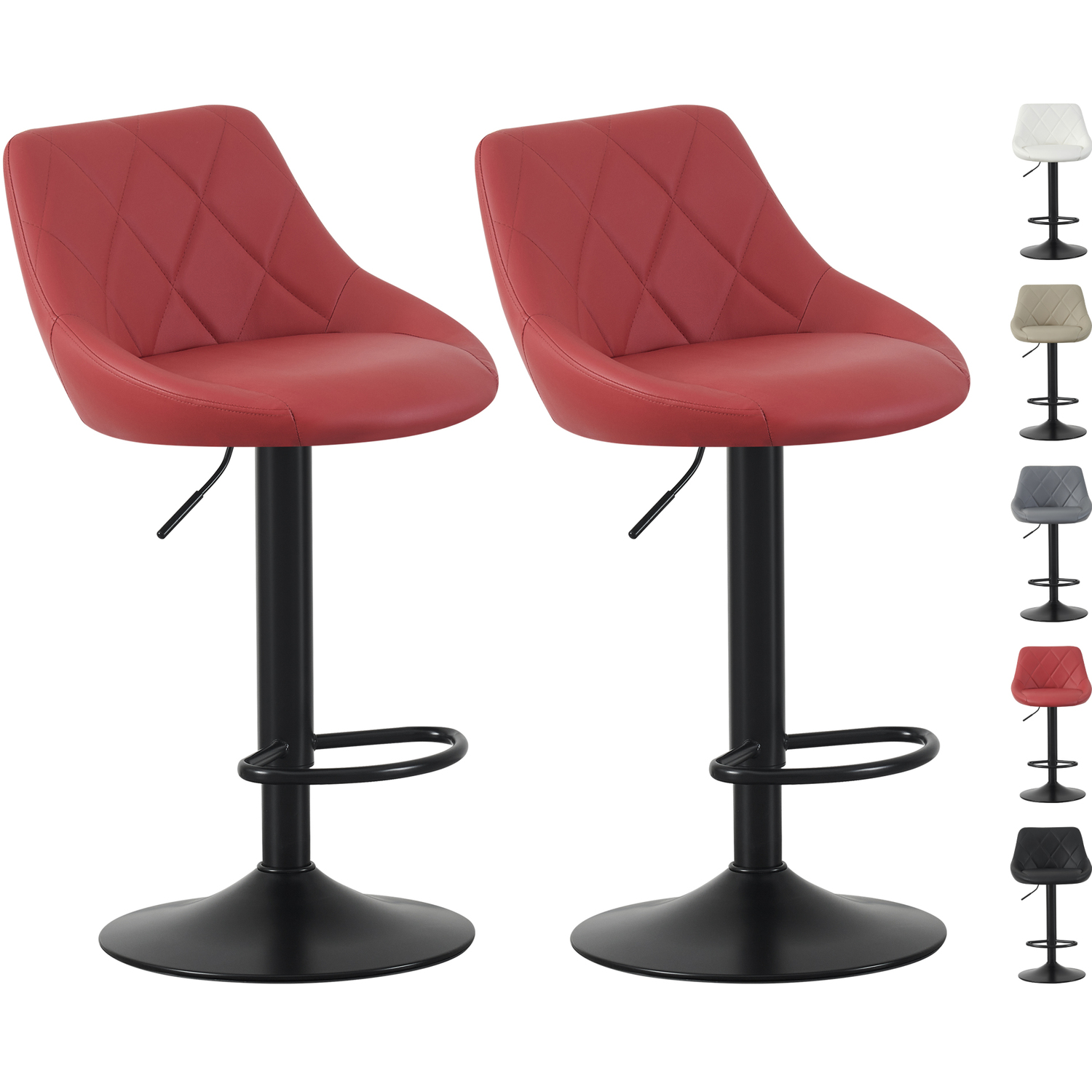 Mcc Direct Set Of 2 Height Adjustable Bar Stools Stanley - Red