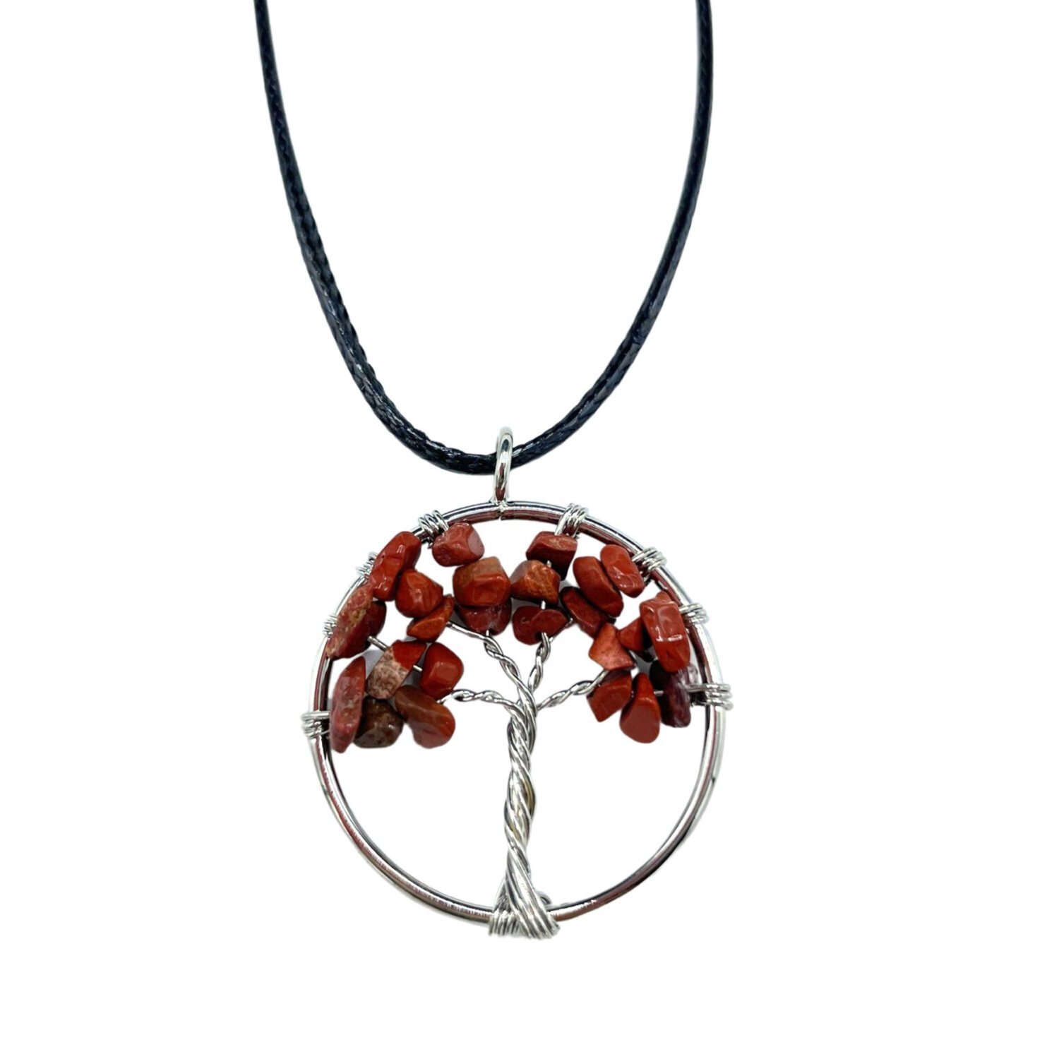 Tree of Life Pendant in Red Jasper, Symbol of Strength, Vitality - Red
