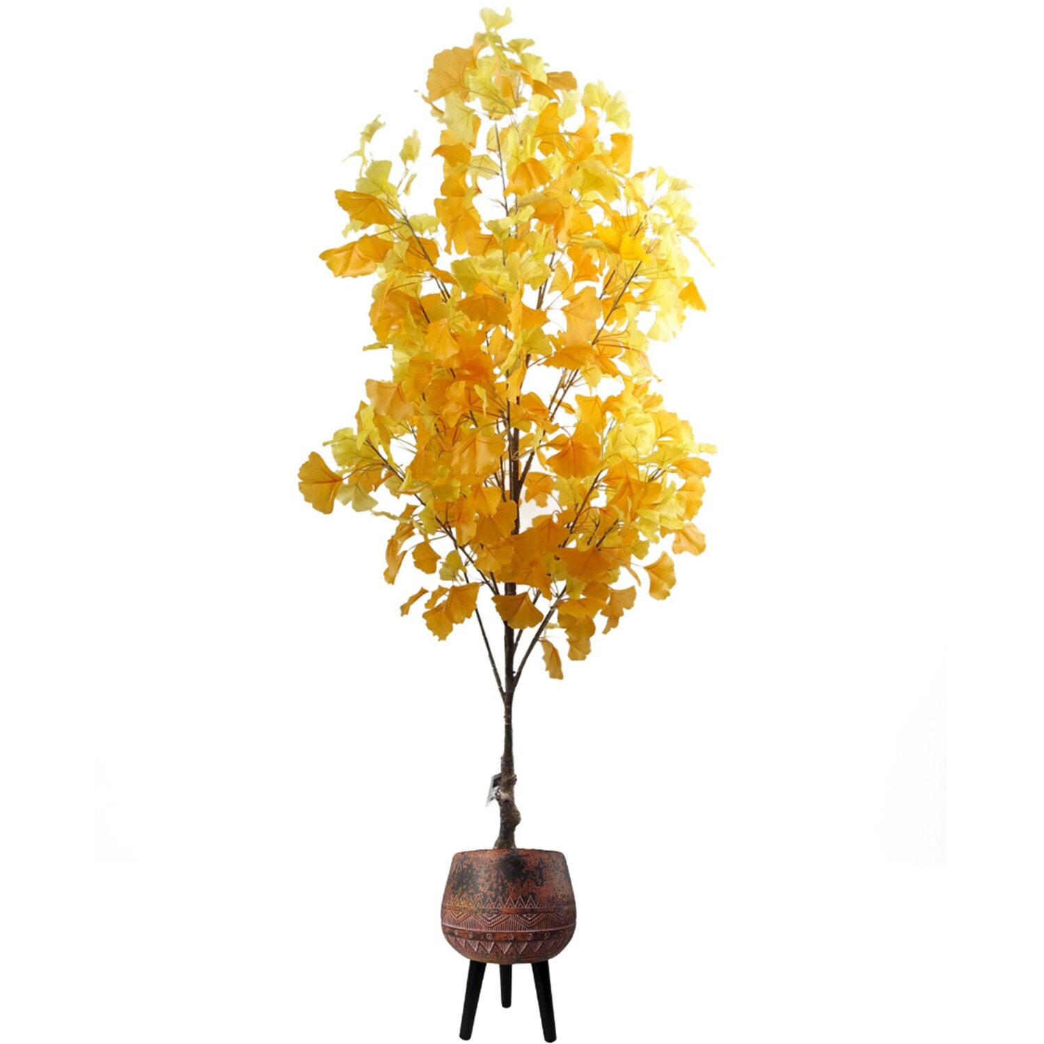 Pegdev 150cm Artificial Yellow Ginkgo Tree with Rustic Brown Planter