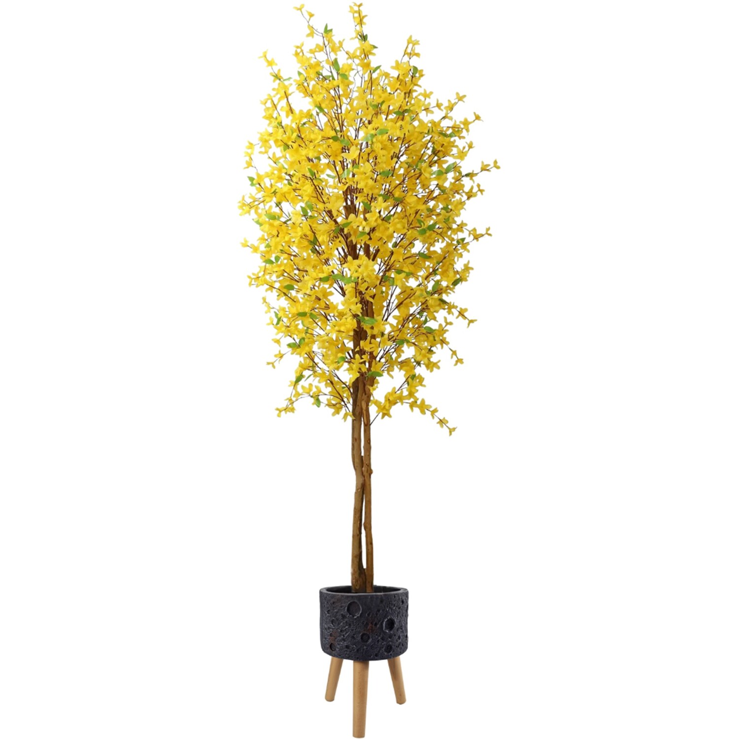 Pegdev 150cm Forsythia Tree with Lunar Black Planter - Yellow