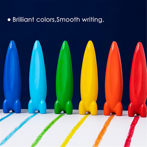 Pack of 12 Rocket Design Assorted Colour Crayons