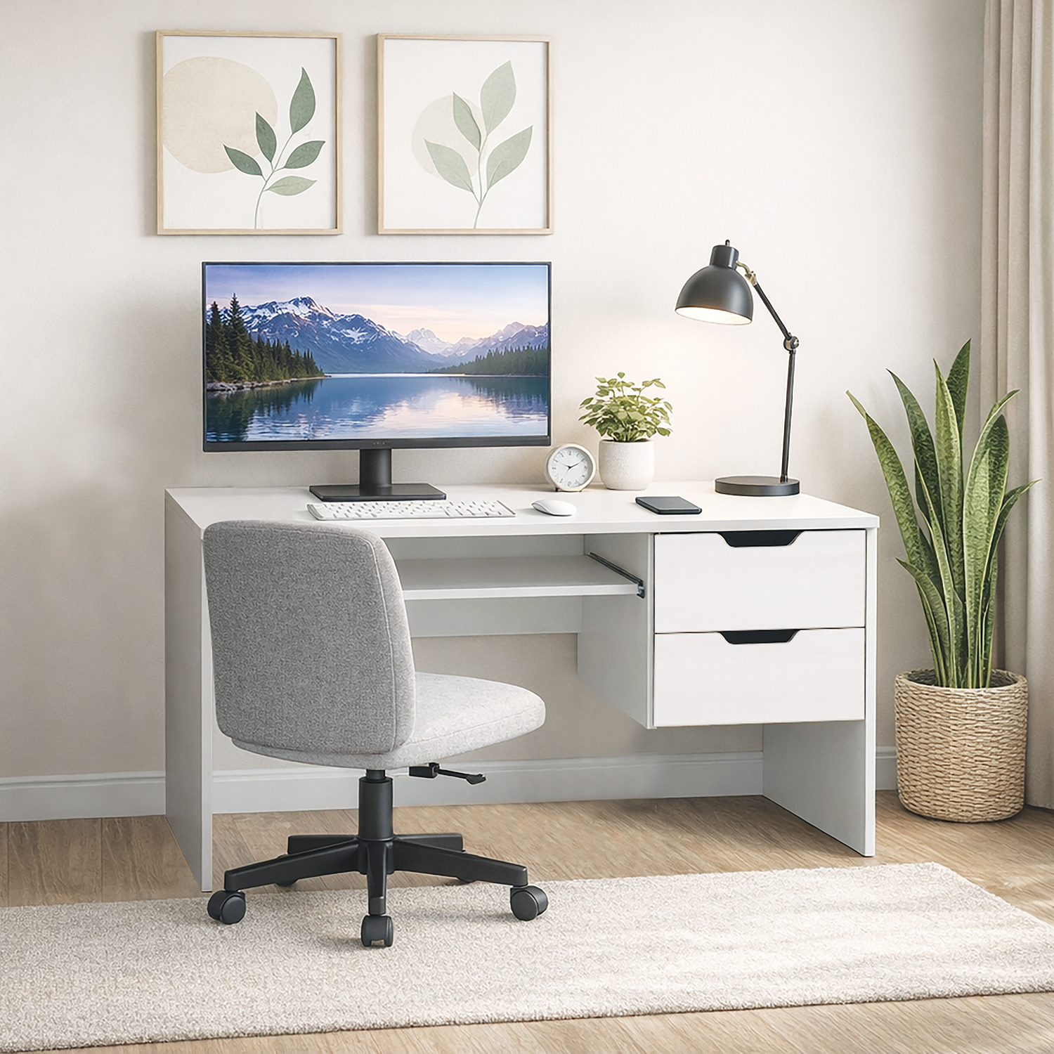 Kidsaw Modern Home Office Desk with Storage Drawers, White | Storage Drawers - Image 4