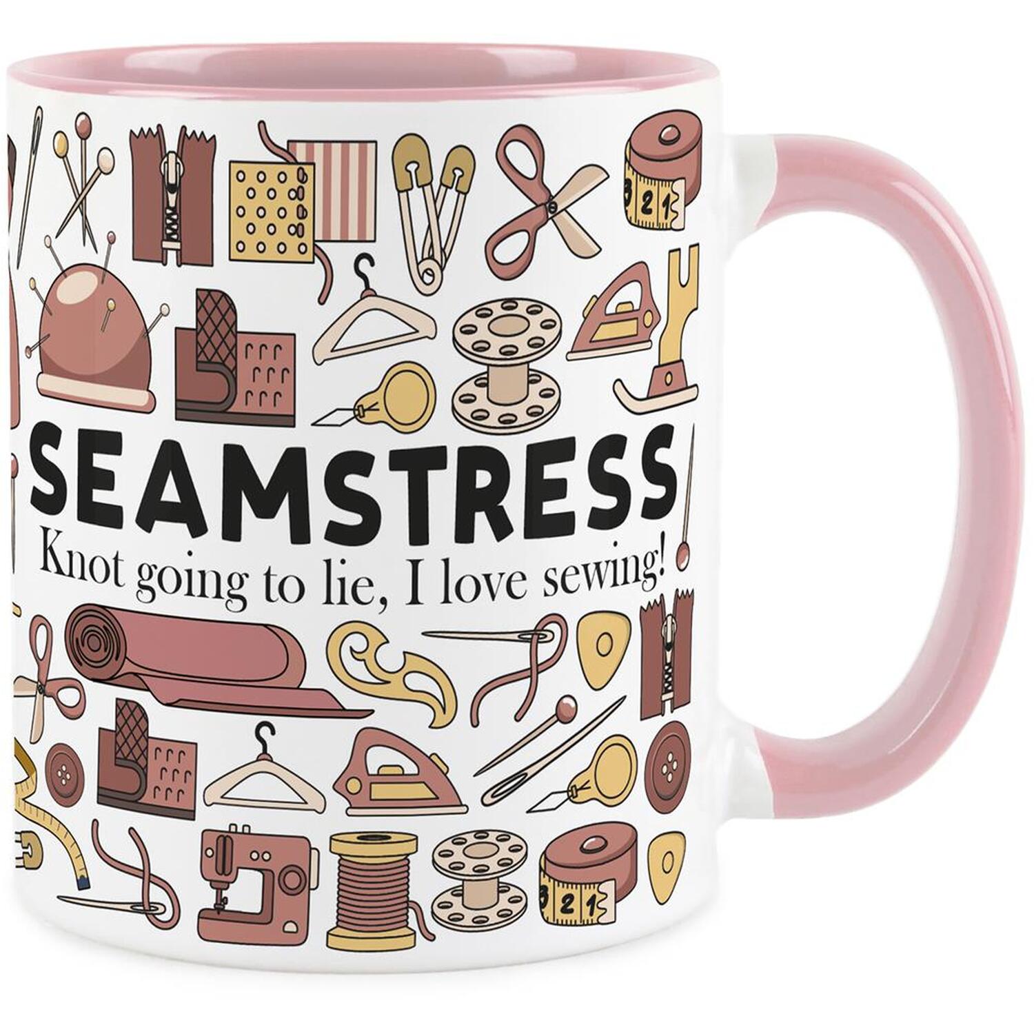 B&Q -  Seamstress MugSewing & Crafting Funny Novelty Job GiftsTea/coffee Hot Drinks Pink Ceramic Cup Present - Image 3