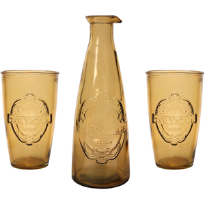 Dexam Sintra Recycled Glass Caraffe and 2 Tumblers - Ochre