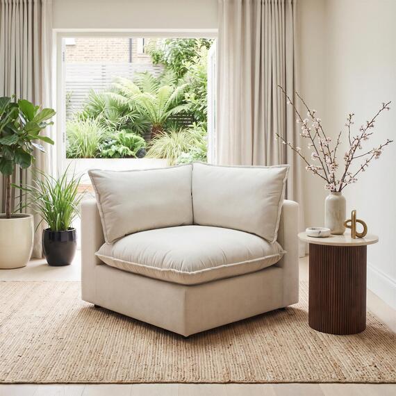 Echo Linen-Look Fabric Corner Armchair for Modular Sofa