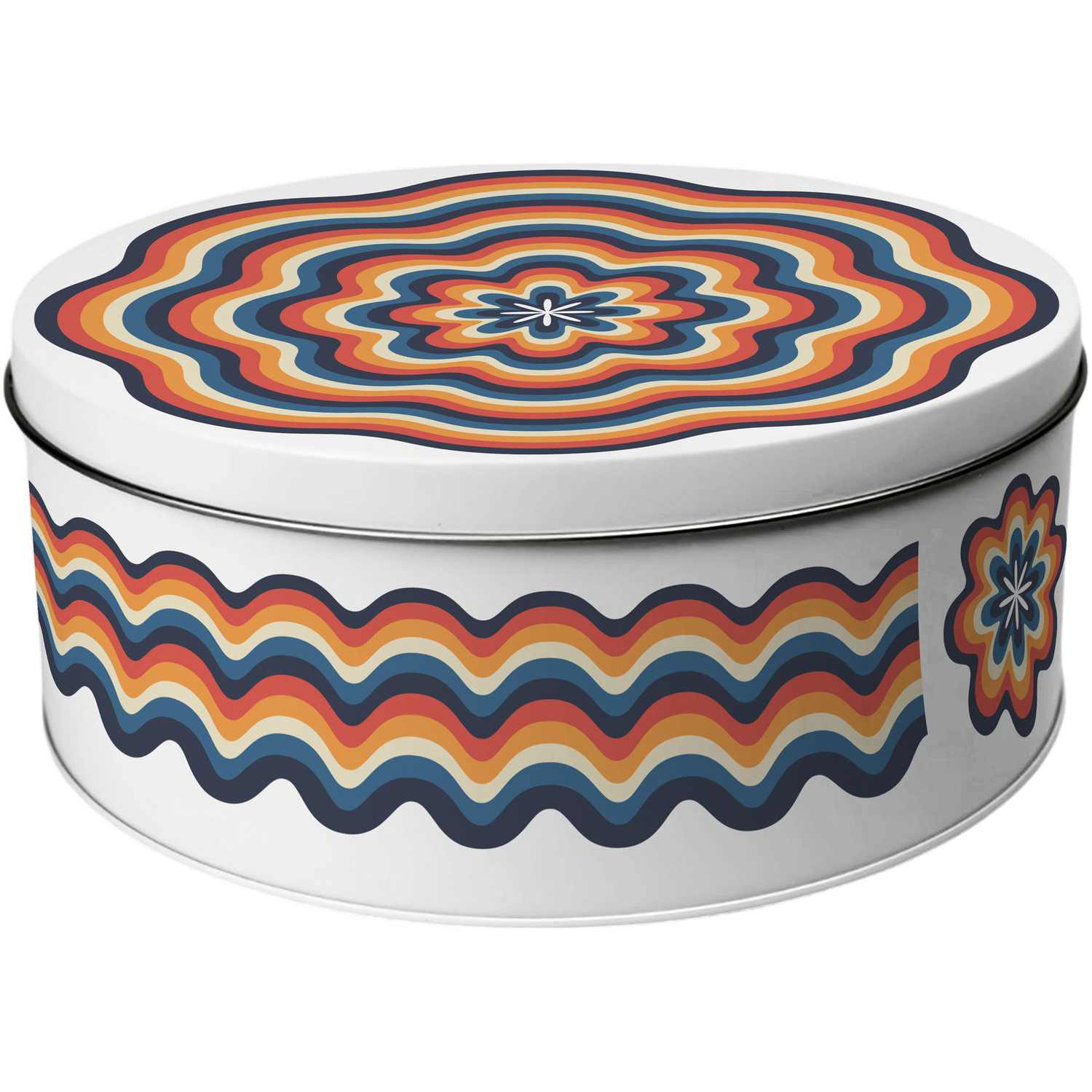 Retro Waves Small Cake Tin - Colourful Rainbow Kitchen Storage Gifts - Image 2