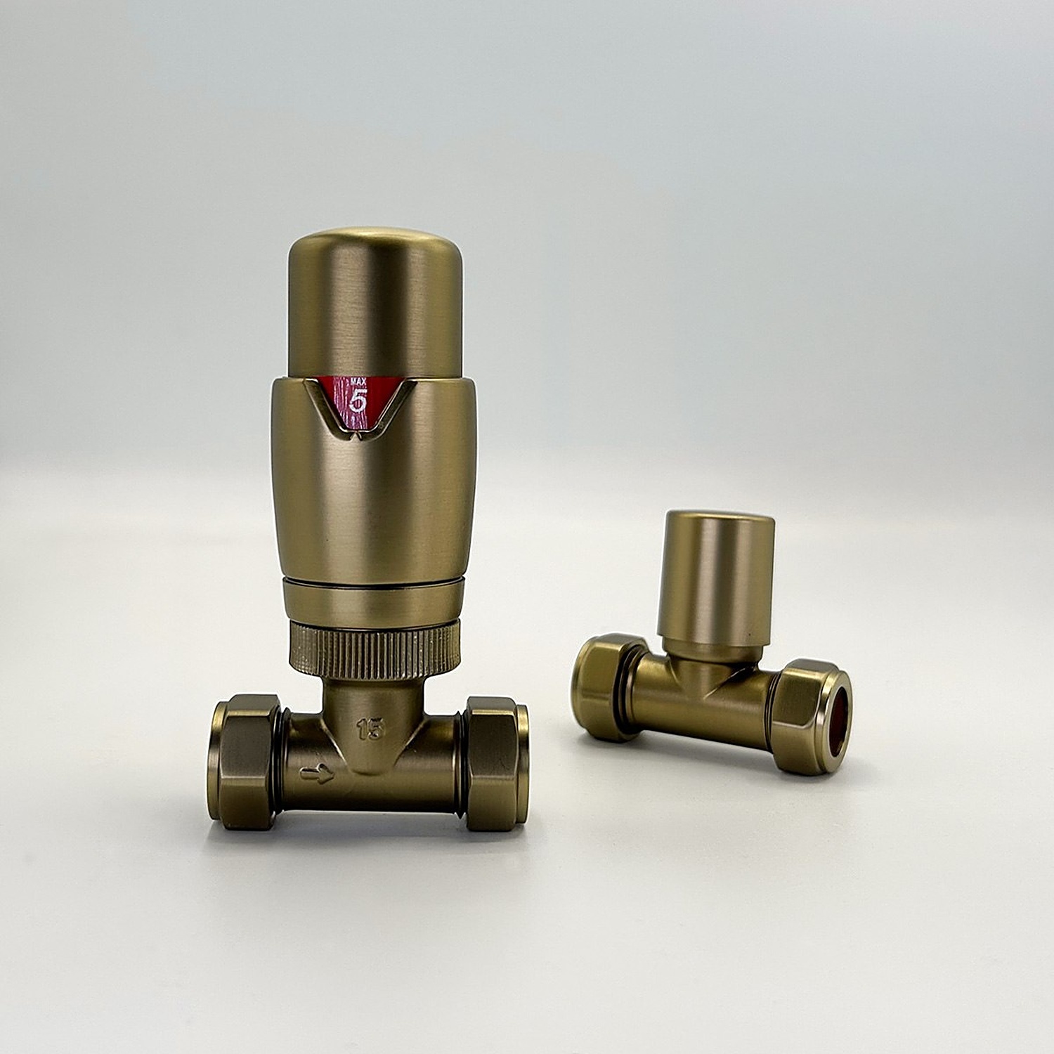B&Q - Straight Brushed Brass Thermostatic Radiator Valve (Trv) Set - Image 2