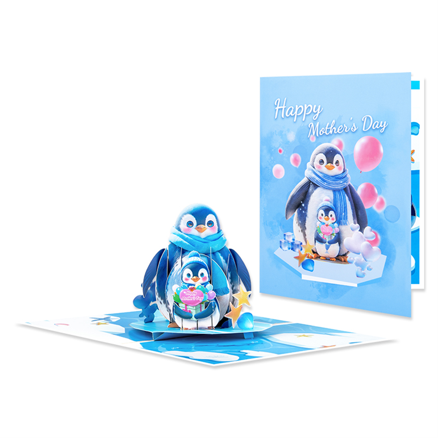 Frosty Hugs Cute Penguin Love 3D Mother’s Day Pop Up Card - Image 2