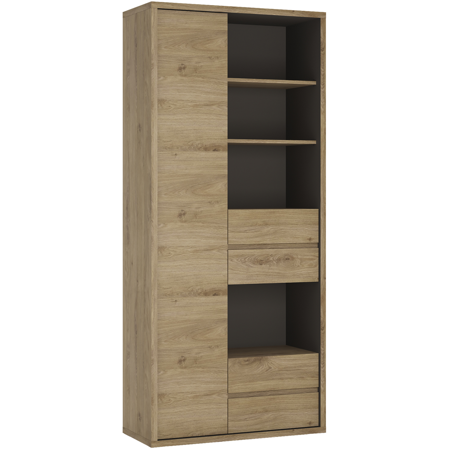 Furniture To Go Shetland Tall Wide 1 Door 4 Drawer Bookcase - Shetland Oak Finish - Wood - 1 - Image 4