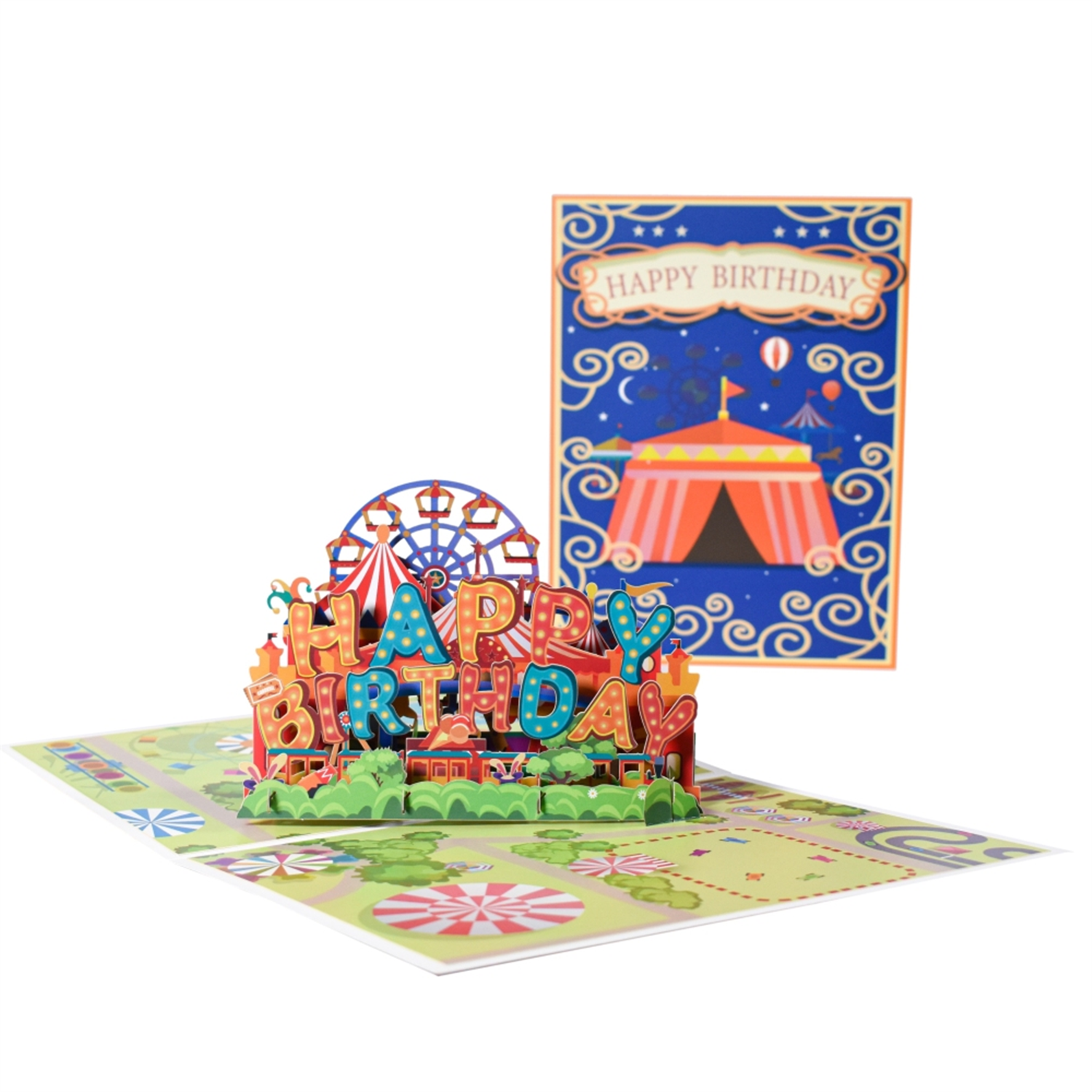 Brightfeel Carnival Theme 3D Pop Up Birthday Card - White