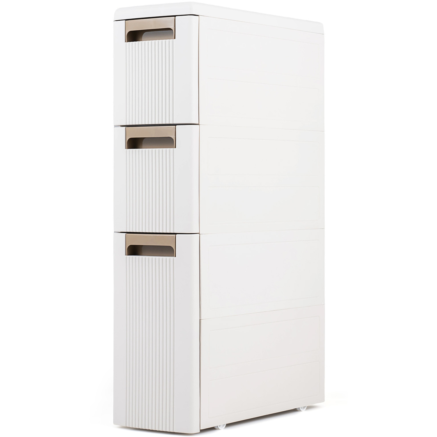 Costway 3 Drawers Narrow Storage Cabinet - Beige