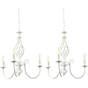 Set Of 2 Barley Twist Cream 3 Light Pendants