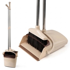 Natural Broom and Dustpan Set with Long Handle