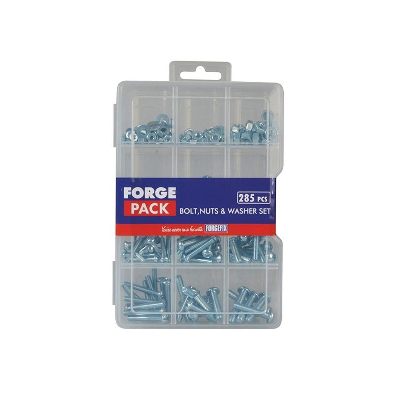 Forgefix Hexagon Bolt Nut & Washer Kit Forgepack 285 Piece - Multi Colour