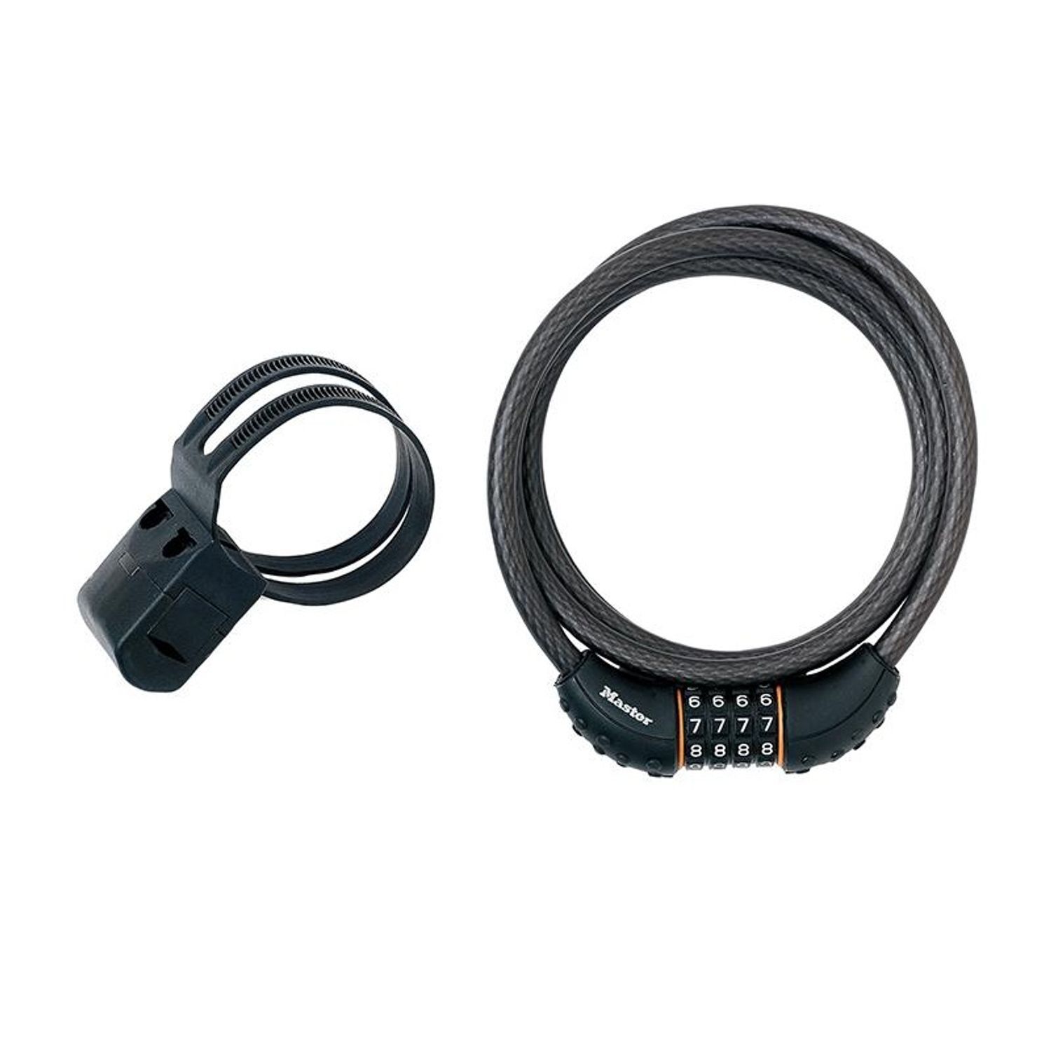 Master Lock Black Braided Steel Combination Cable 1.8M X 10Mm - Multi Colour