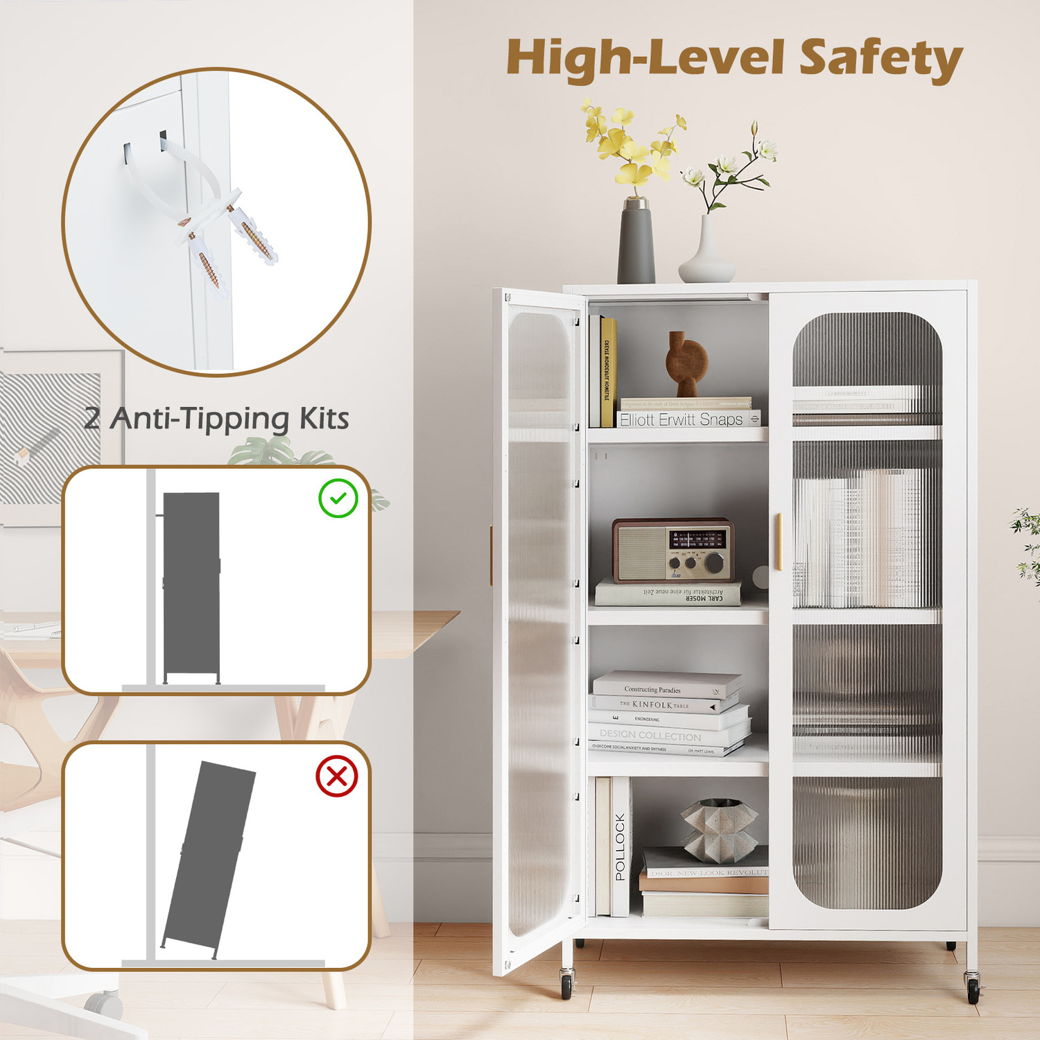 Costway 2-Door Metal Storage Cabinet - White