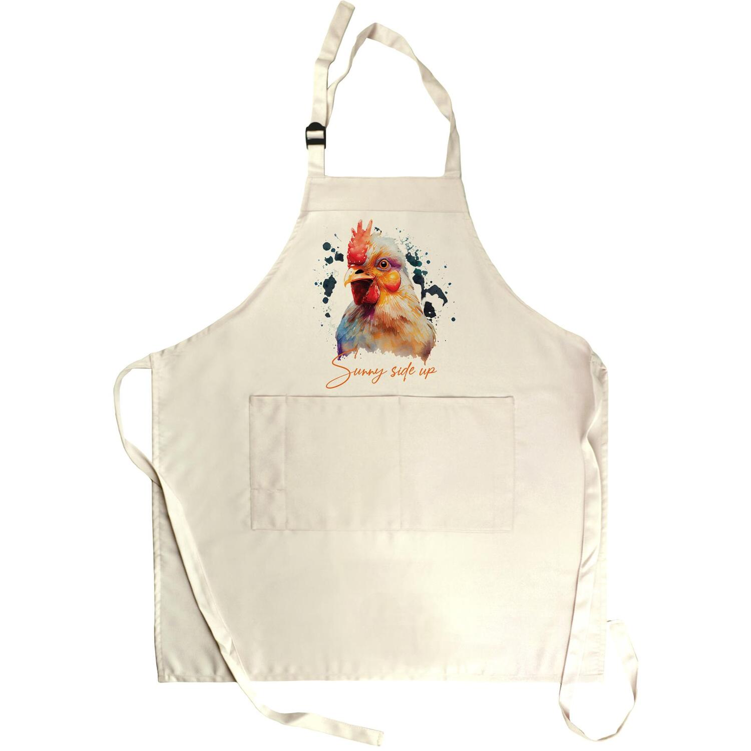 B&Q -  Farmyard Chicken ApronSunny Side Up Funny Kitchen GiftsAdjustable Neck/waist Ties Cooking & Baking Apron With Front Pocket - Image 3