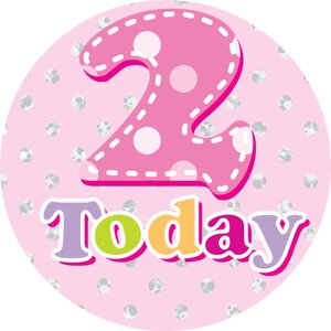 Jumbo Age 2 Polka Dots Birthday Badge Pack of 12