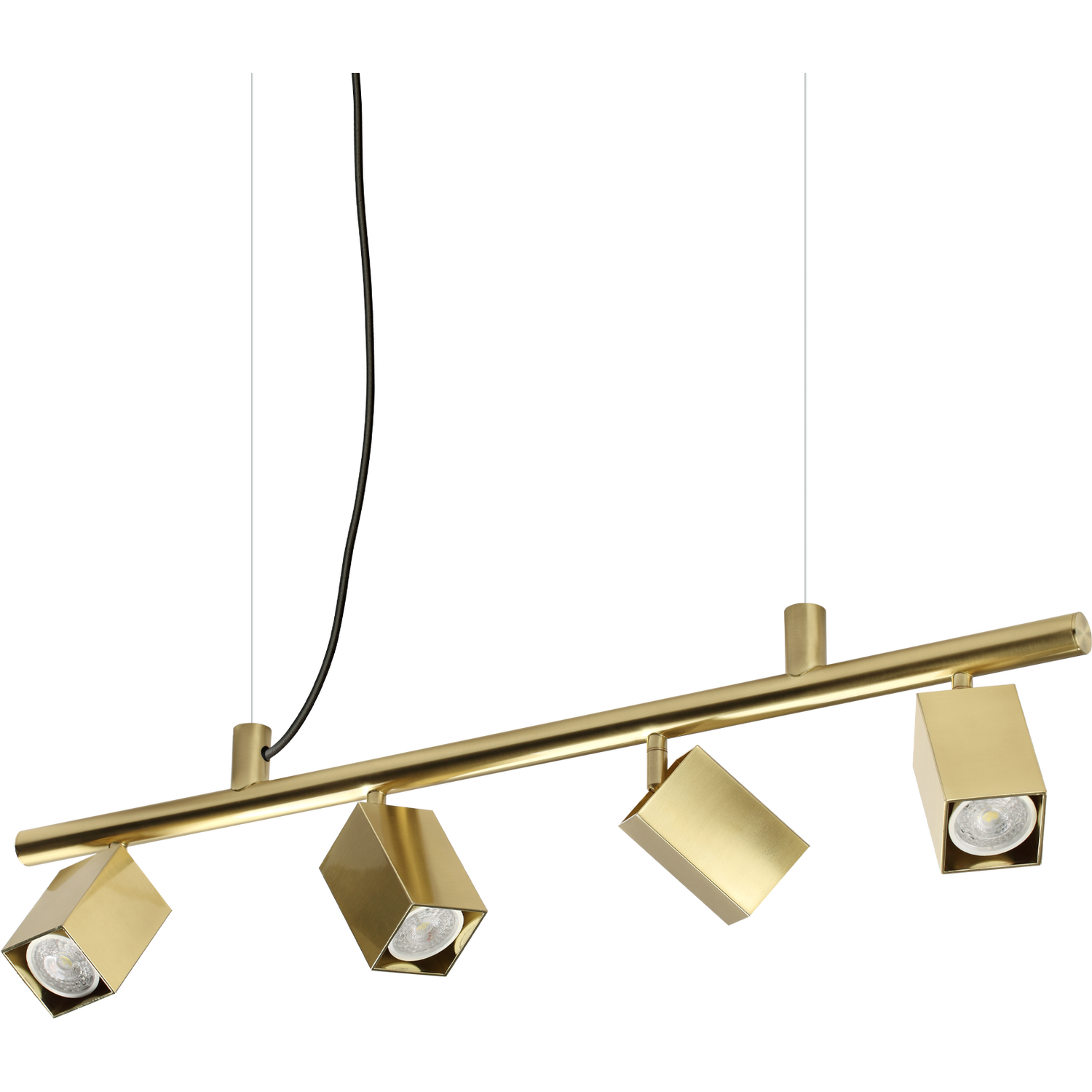 B&Q -  Luminosa Dynamite Square Bar Pendant Ceiling Light Brass 4X Gu10 - Image 4
