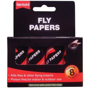 Rentokil Fly Paper Strips  Pack of 8 (FF89A).