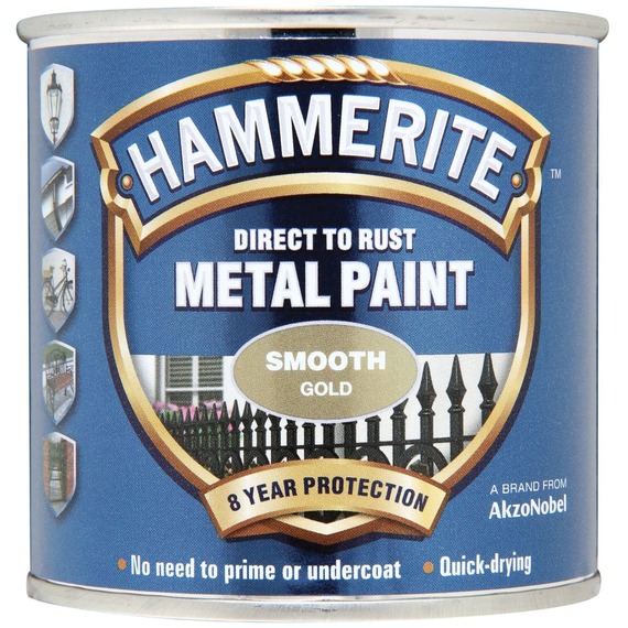 Hammerite Direct to Metal Smooth Gold 250ml Gloss Paint.