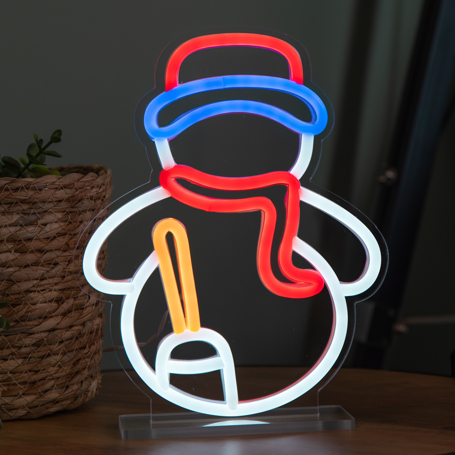 Rackhams Light 24Cm Up Christmas Snowman Table Top Neon Sign - Image 5