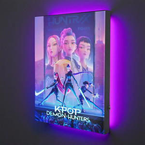 Huntrix K-Pop Demon Hunters Neon Canvas With Vibrant Glow & Wall Mount