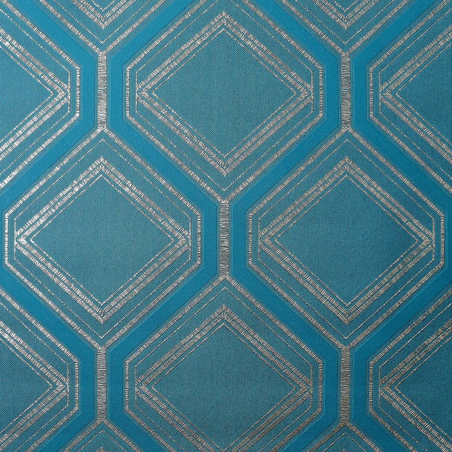 I Love Wallpaper Regal Geo Wallpaper Sample, Teal