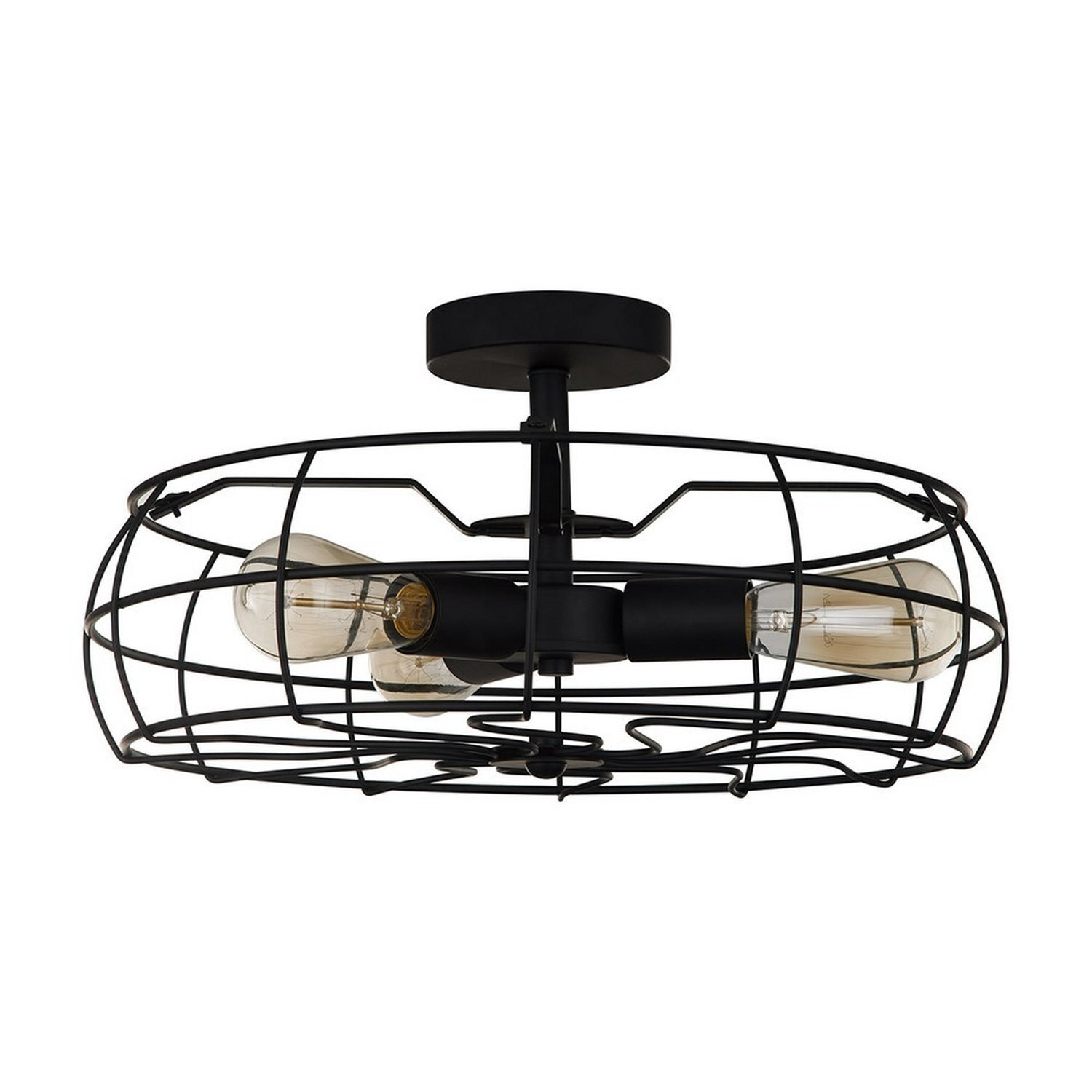 B&Q -  Luminosa Industrial And Retro Flush Ceiling Light Black 3 Light E27 - Image 2