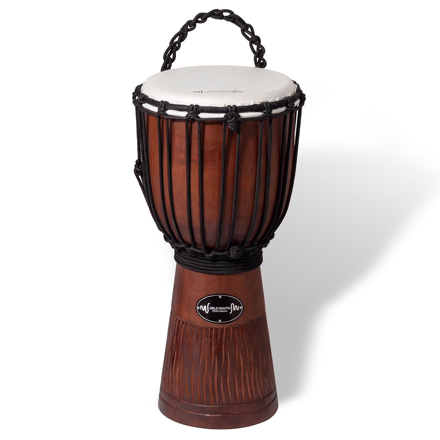 World Rhythm Djembe Drum 50cm (20”) with 9.5” Synthetic Head | Rope-Tuned Hand-Carved African-Style Drum for Performers, Drum Circles, Schools, Group Workshops - Image 2
