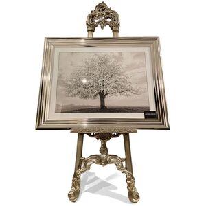 White Snow Silver Blossom Tree Wall Art Step Frame