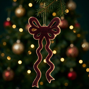 Burgundy and Gold Hanging Bow Decoration