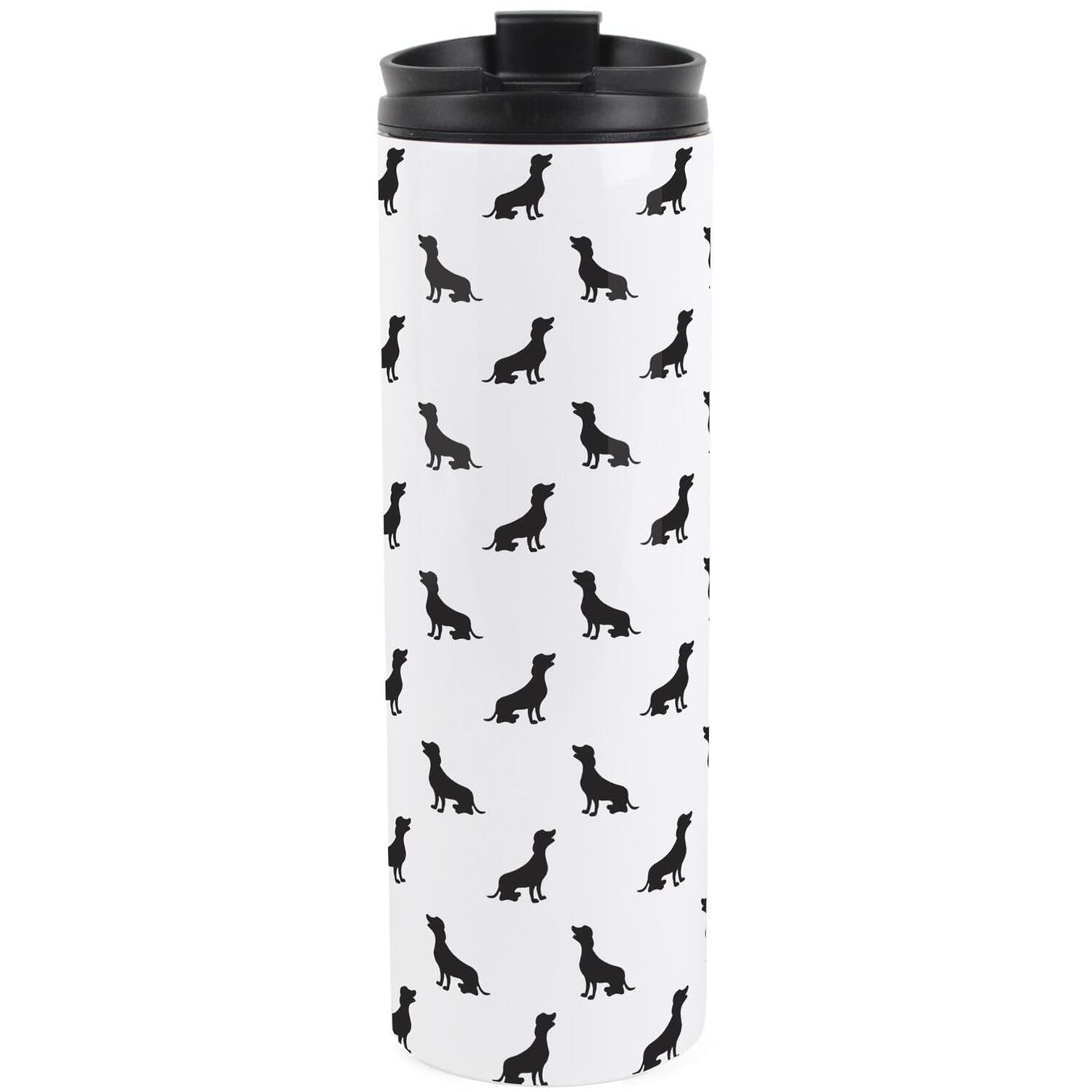 Purely Home Black Dachshund Silhouettes Stainless Steel Travel Flask