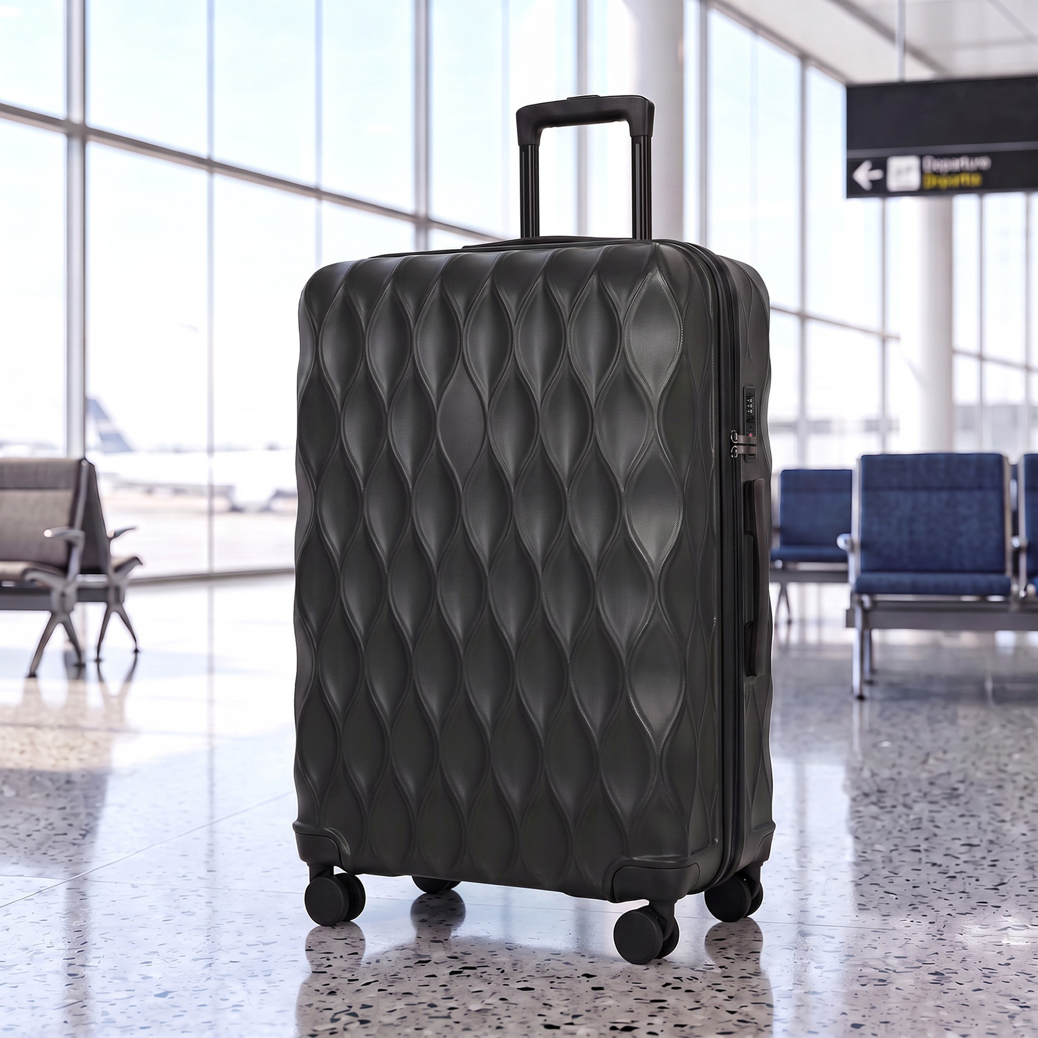 Homcom Black 77Cm 98L Suitcase, Lightweight Abs Hard Shell Carry On Luggage With Tsa Lock, Spinner Wheels, Telescopic Handle, - Image 3