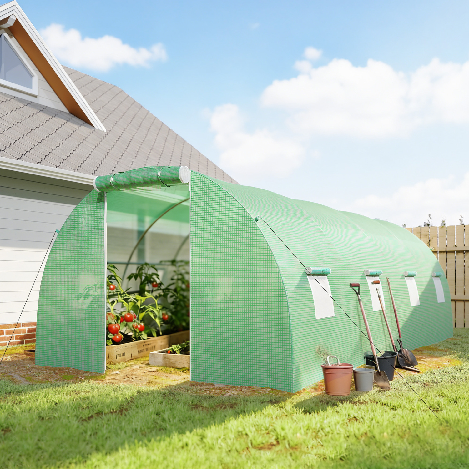 Rackhams Green 6 X 3 M Walk-In Polytunnel House, Zipped Door, 8 Mesh Windows, - Image 2