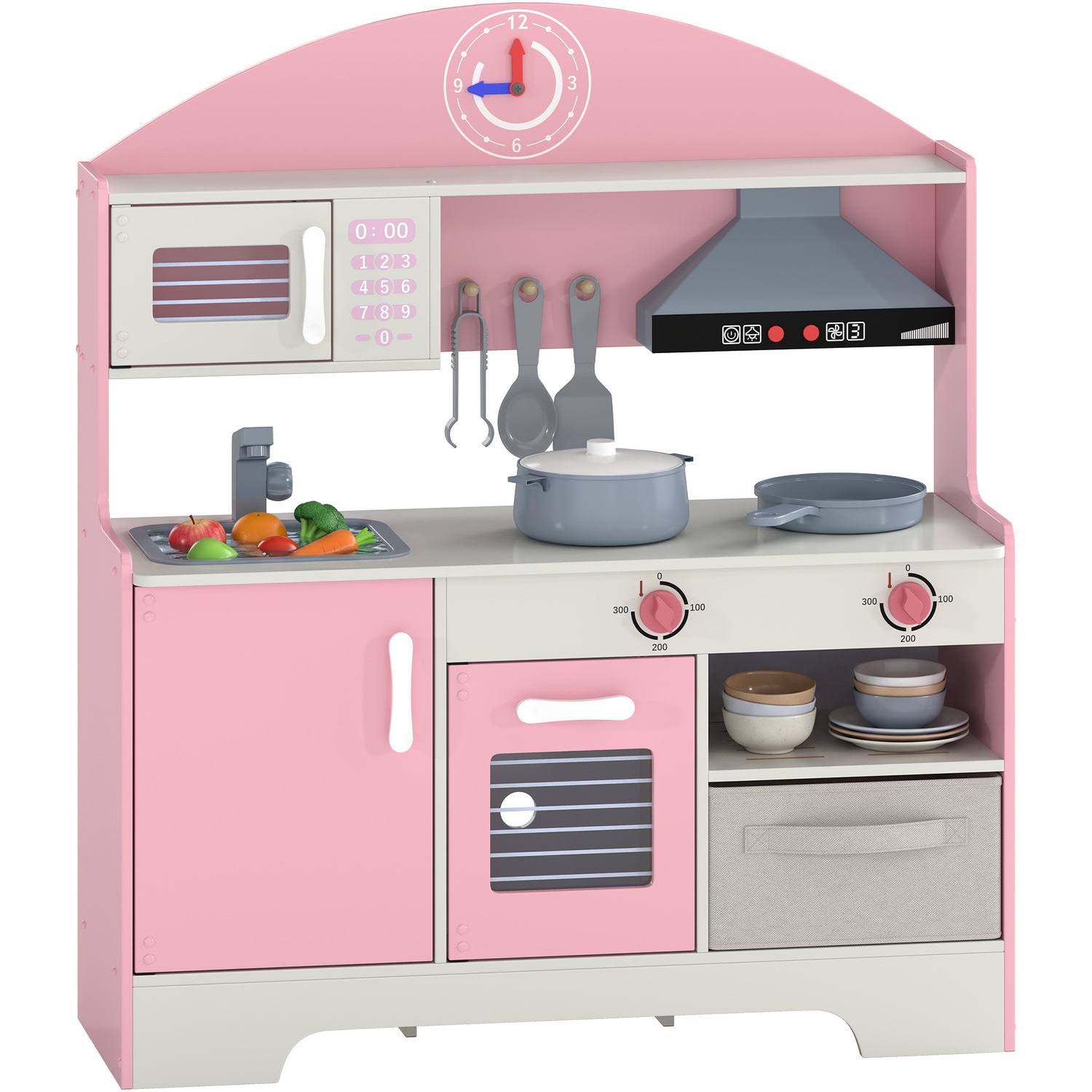 Aiyaplay Unisex Pink Kids Play Kitchen With Lights & Sounds, Fabric Drawer, - Image 2