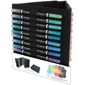Watercolour Dual-tip Pens & Caddy Brush & Fine 36 Pk